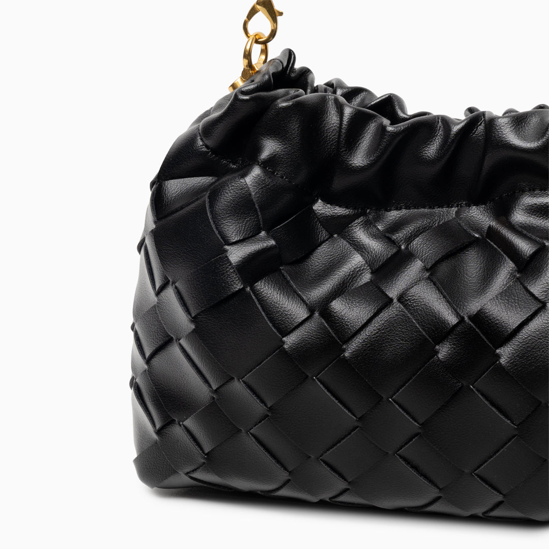 Sac épaule nuage tressé, bandoulière dorée tressée