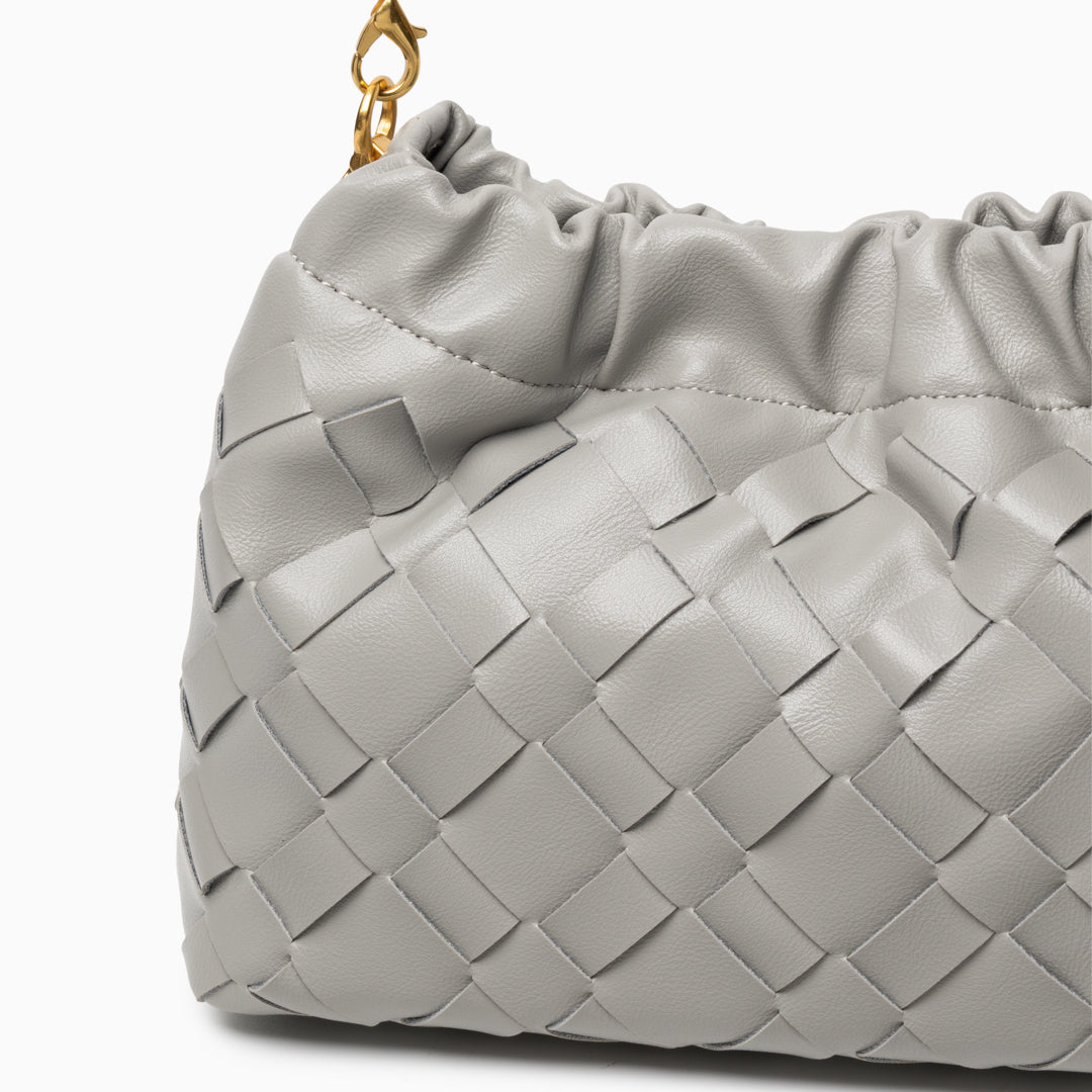Sac épaule nuage tressé, bandoulière dorée tressée