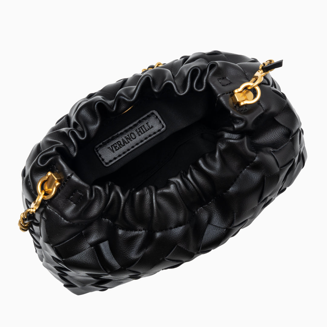 Sac épaule nuage tressé, bandoulière dorée tressée