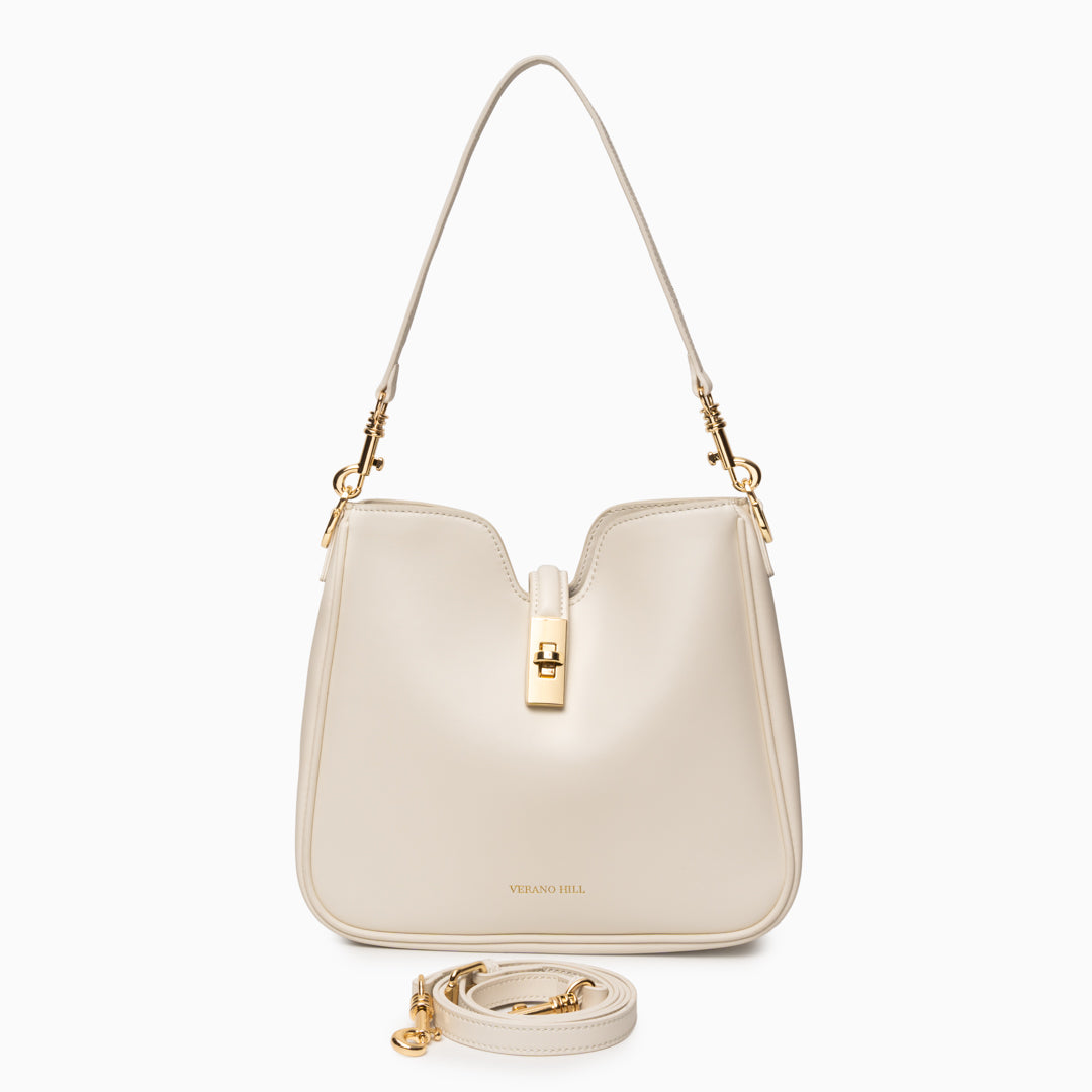 Sac épaule carré en cuir à rabat et boucle