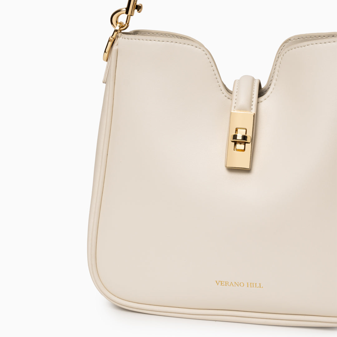 Sac épaule carré en cuir à rabat et boucle