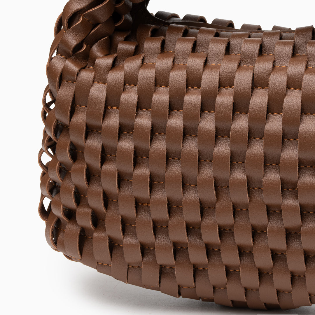 Sac à main en cuir véritable au design entrelacé