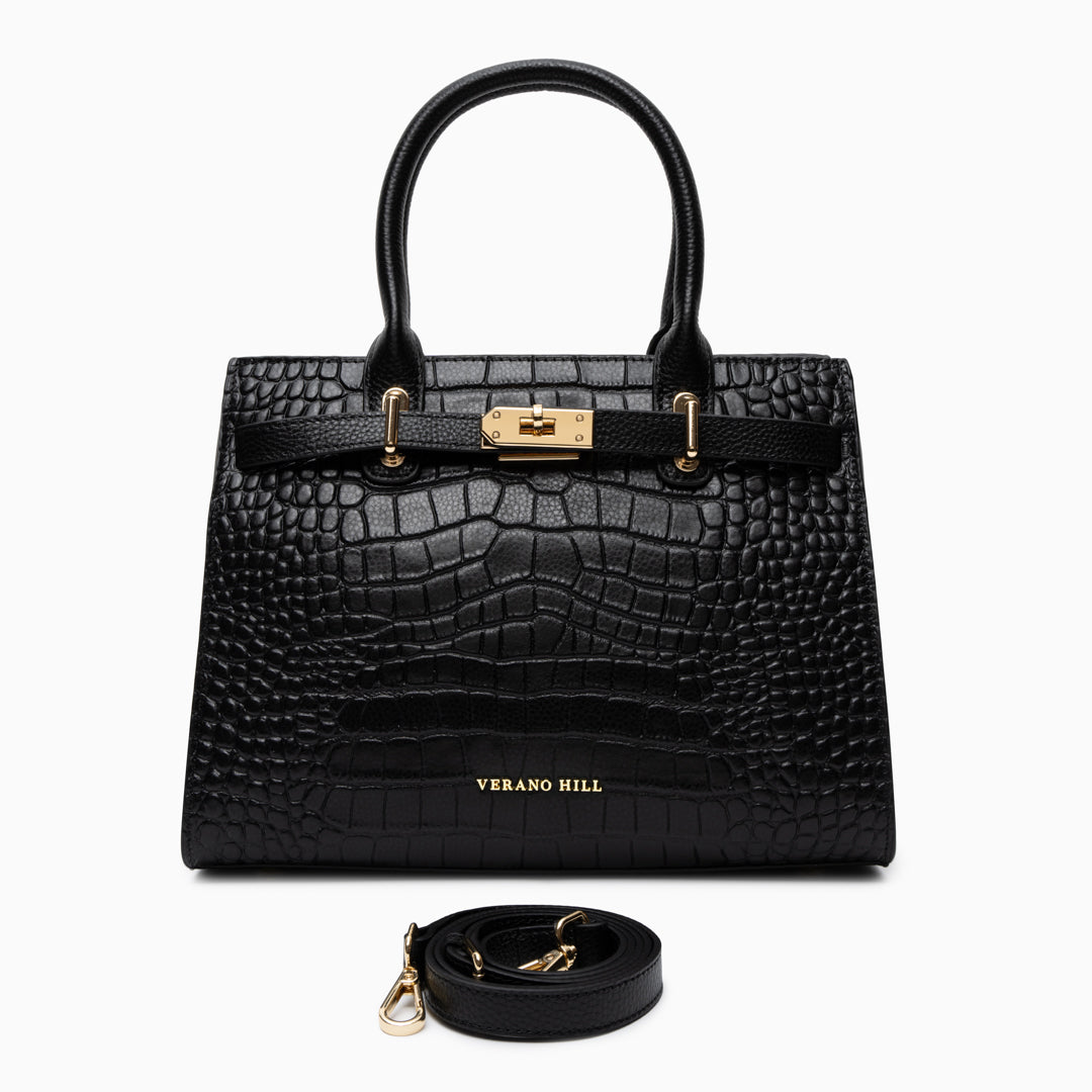 Sac à main en cuir texturé, bandoulière réglable