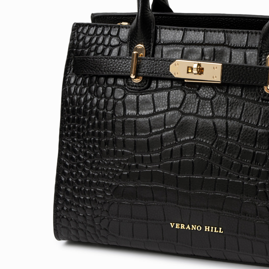 Sac à main en cuir texturé, bandoulière réglable