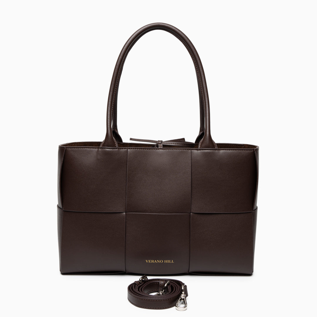 Sac cabas tressé moyen en similicuir