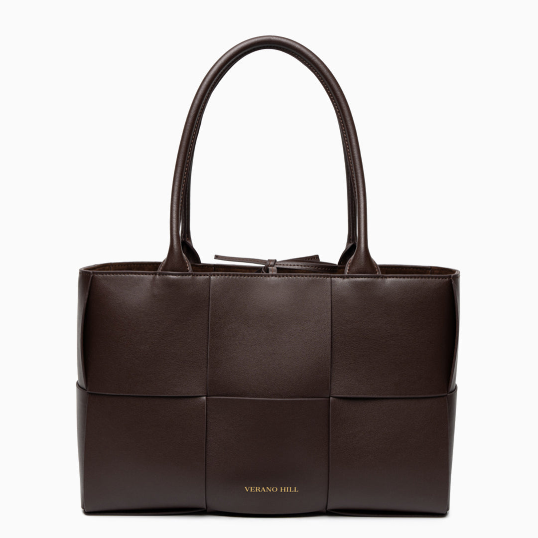Sac cabas tressé moyen en similicuir