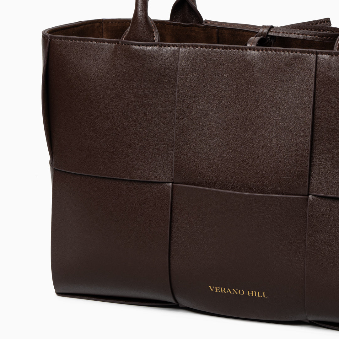Sac cabas tressé moyen en similicuir