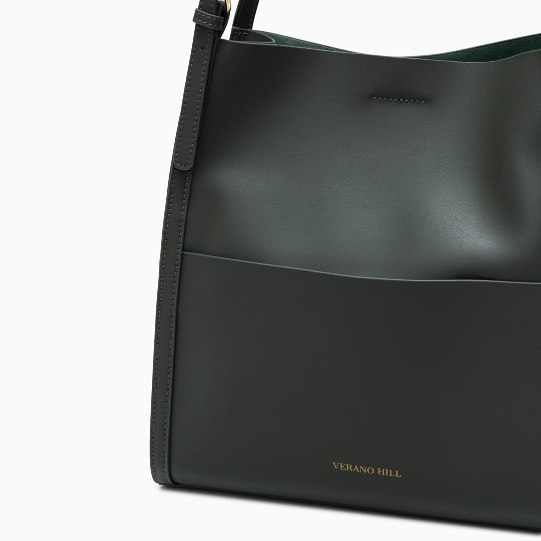 Sac cabas en cuir véritable zippé, bandoulière