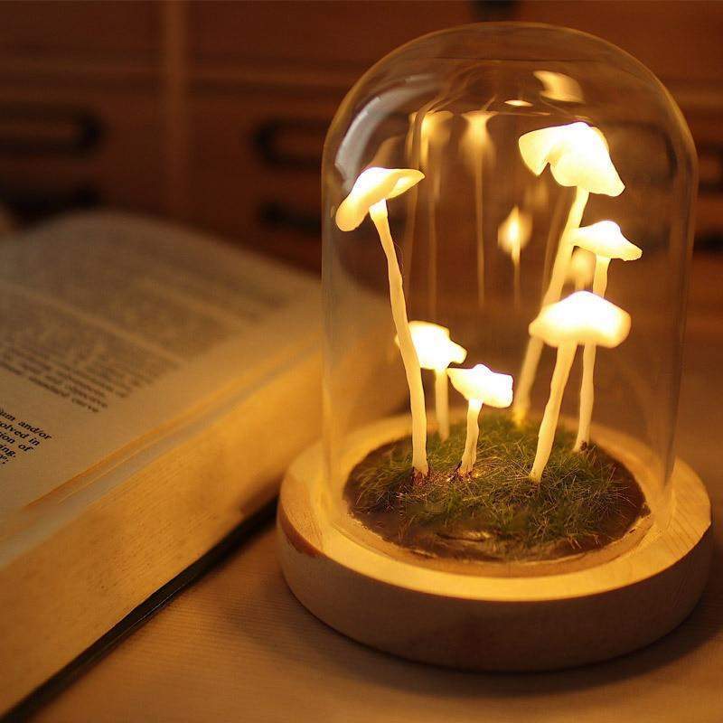 Lampe Champignon à Assembler en Verre et Bois