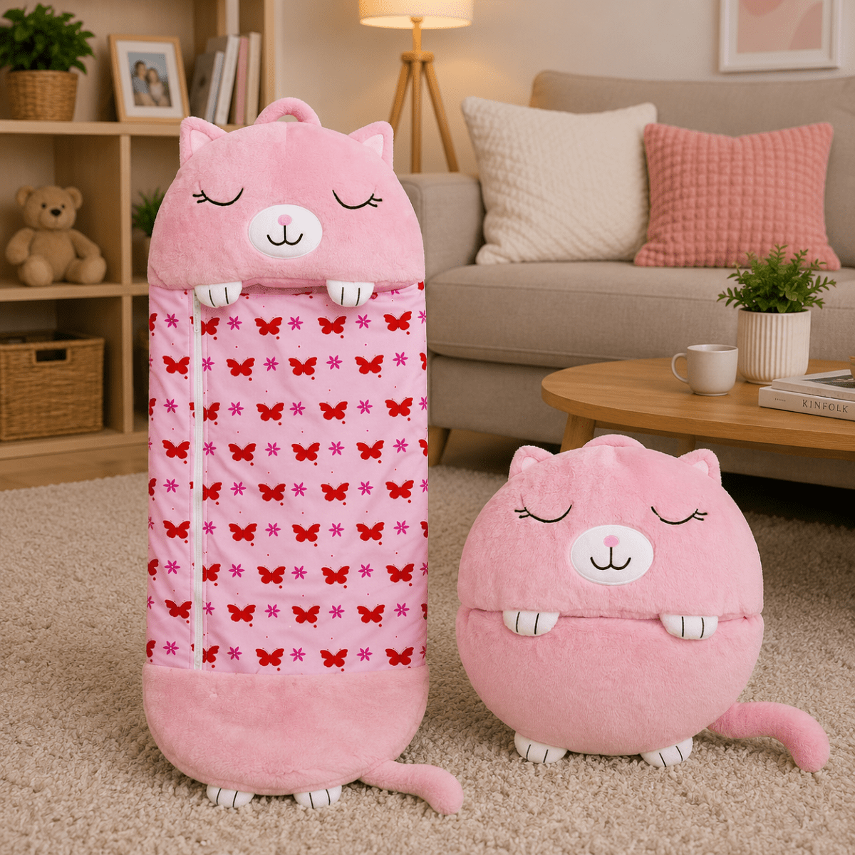 2-in-1 Plush Toy with Built-in Sleeping Bag