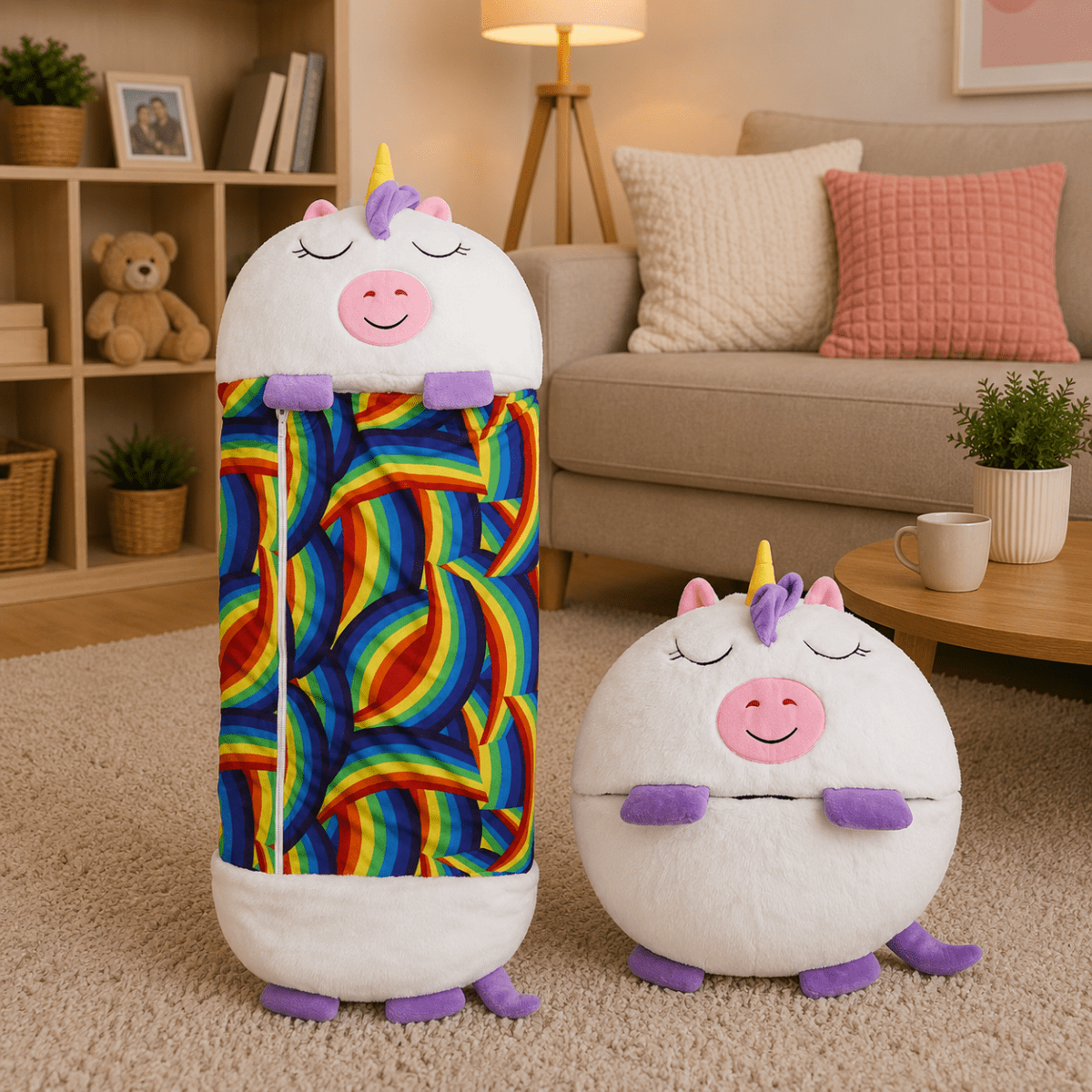 2-in-1 Plush Toy with Built-in Sleeping Bag