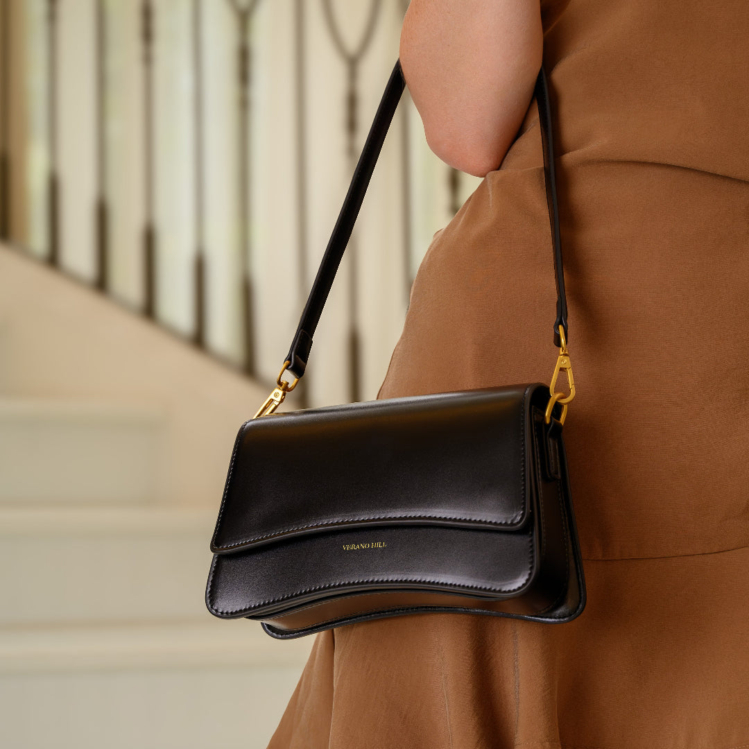 Glossy Genuine Leather Shoulder Bag