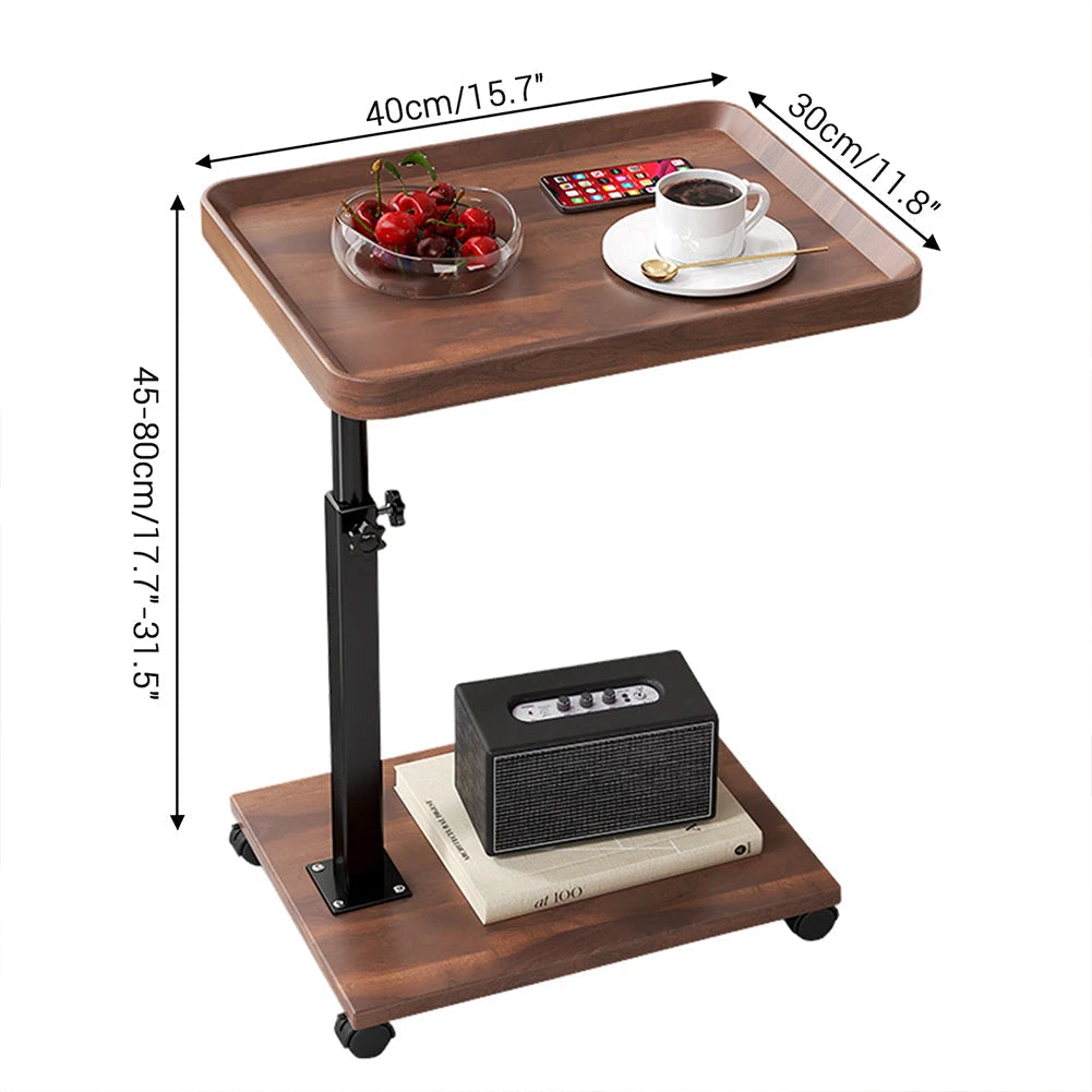 Dark Wood Grain Sofa Table - Adjustable Height Design 1