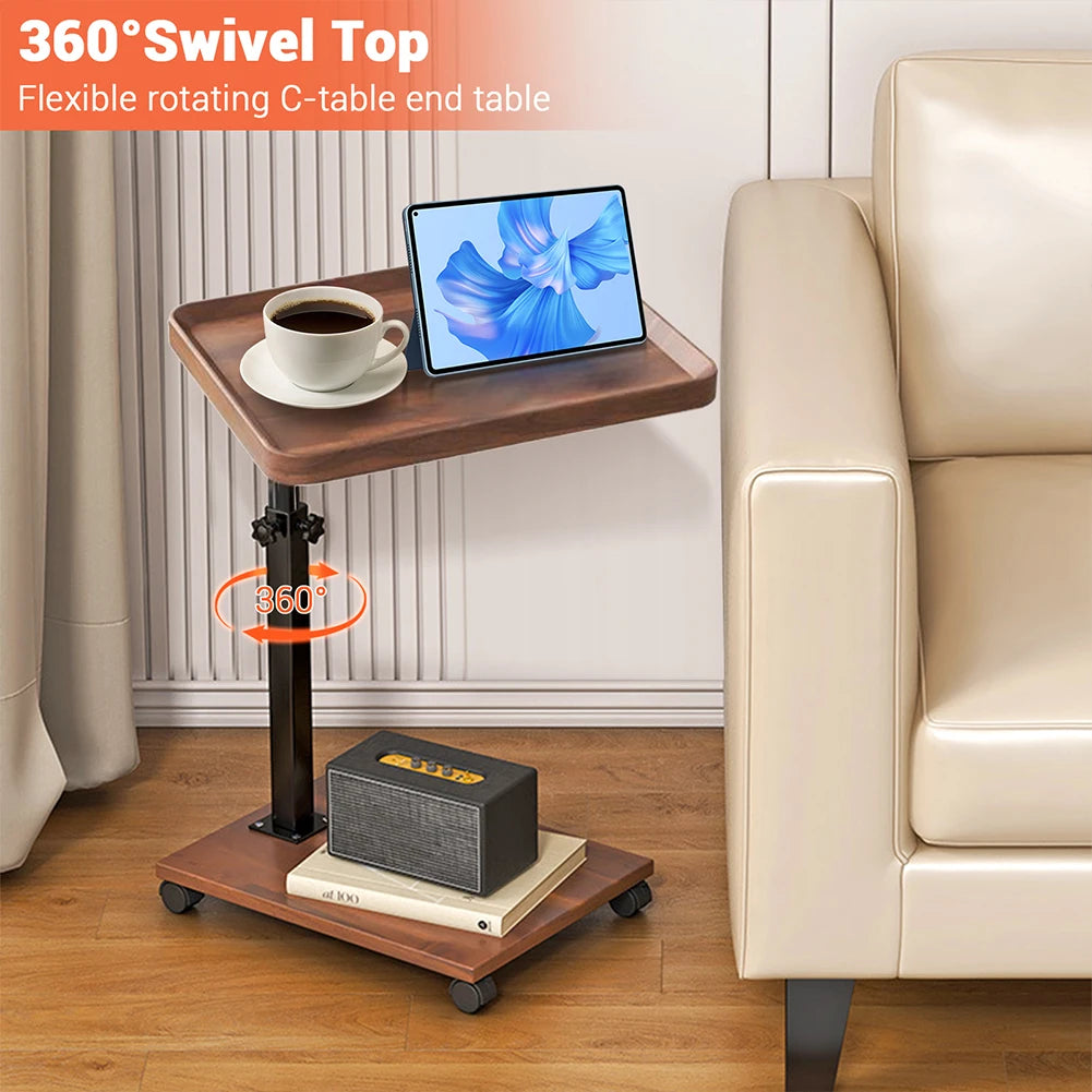 Dark Wood Grain Sofa Table - Adjustable Height Design 3