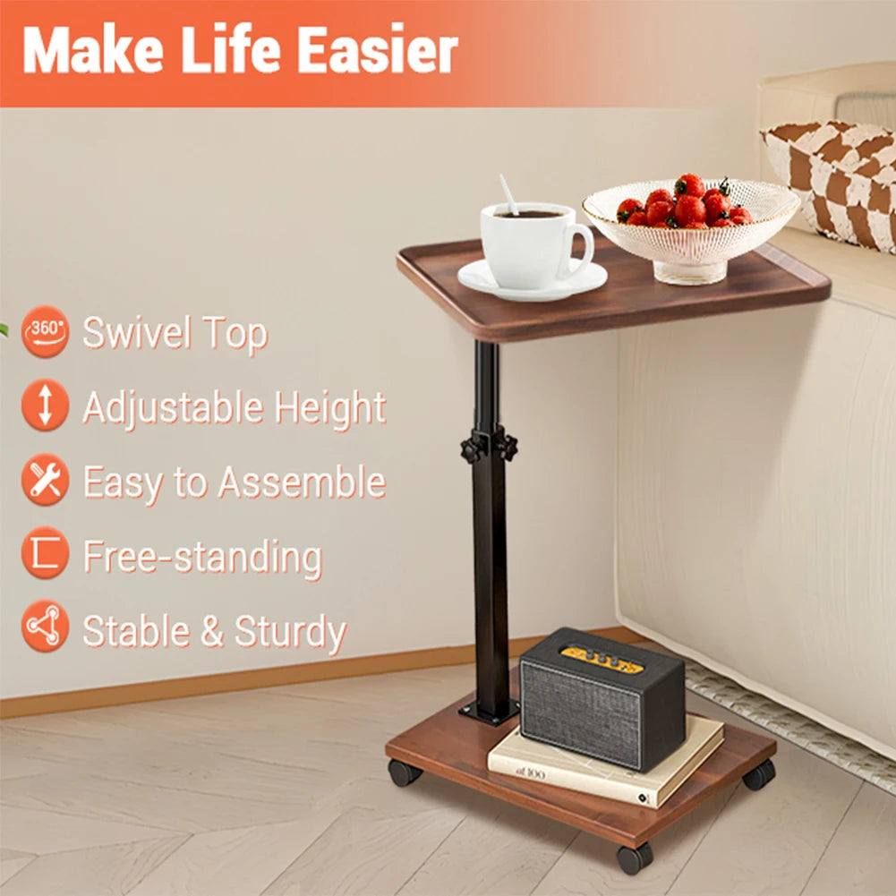 Dark Wood Grain Sofa Table - Adjustable Height Design 6