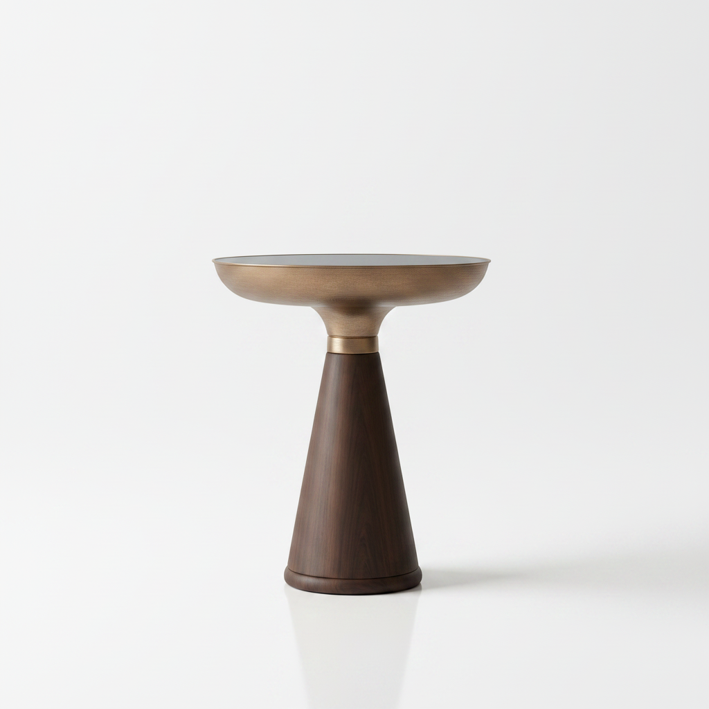 Dark Wood Side Table - Antique Copper Top 1