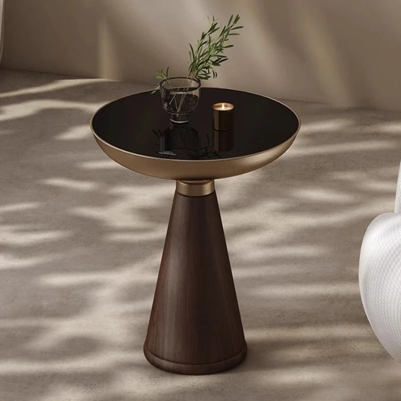 Dark Wood Side Table - Antique Copper Top 4