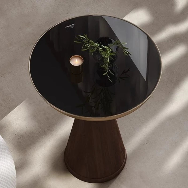 Dark Wood Side Table - Antique Copper Top 5
