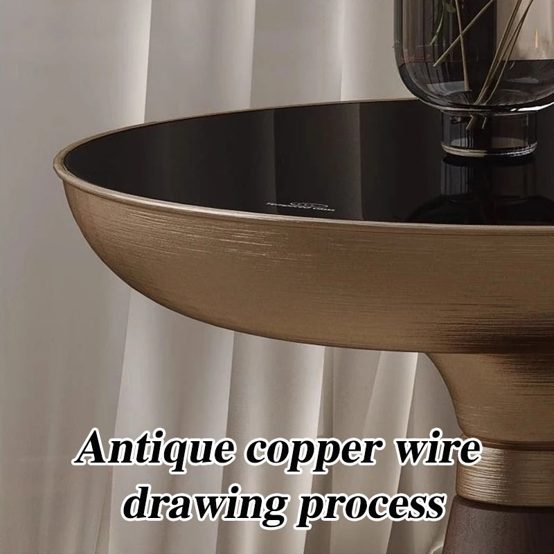 Dark Wood Side Table - Antique Copper Top 6