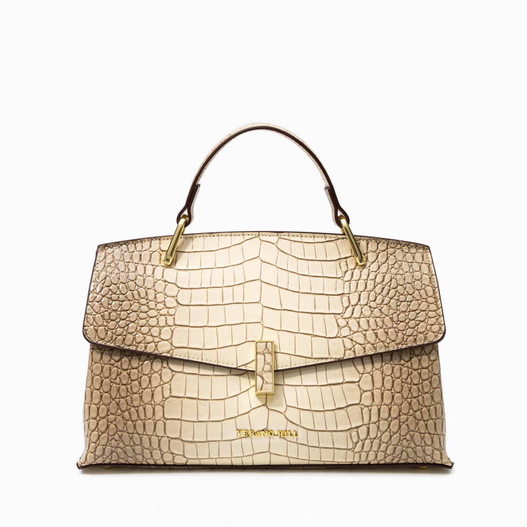 Sac cabas moyen motif crocodile en similicuir