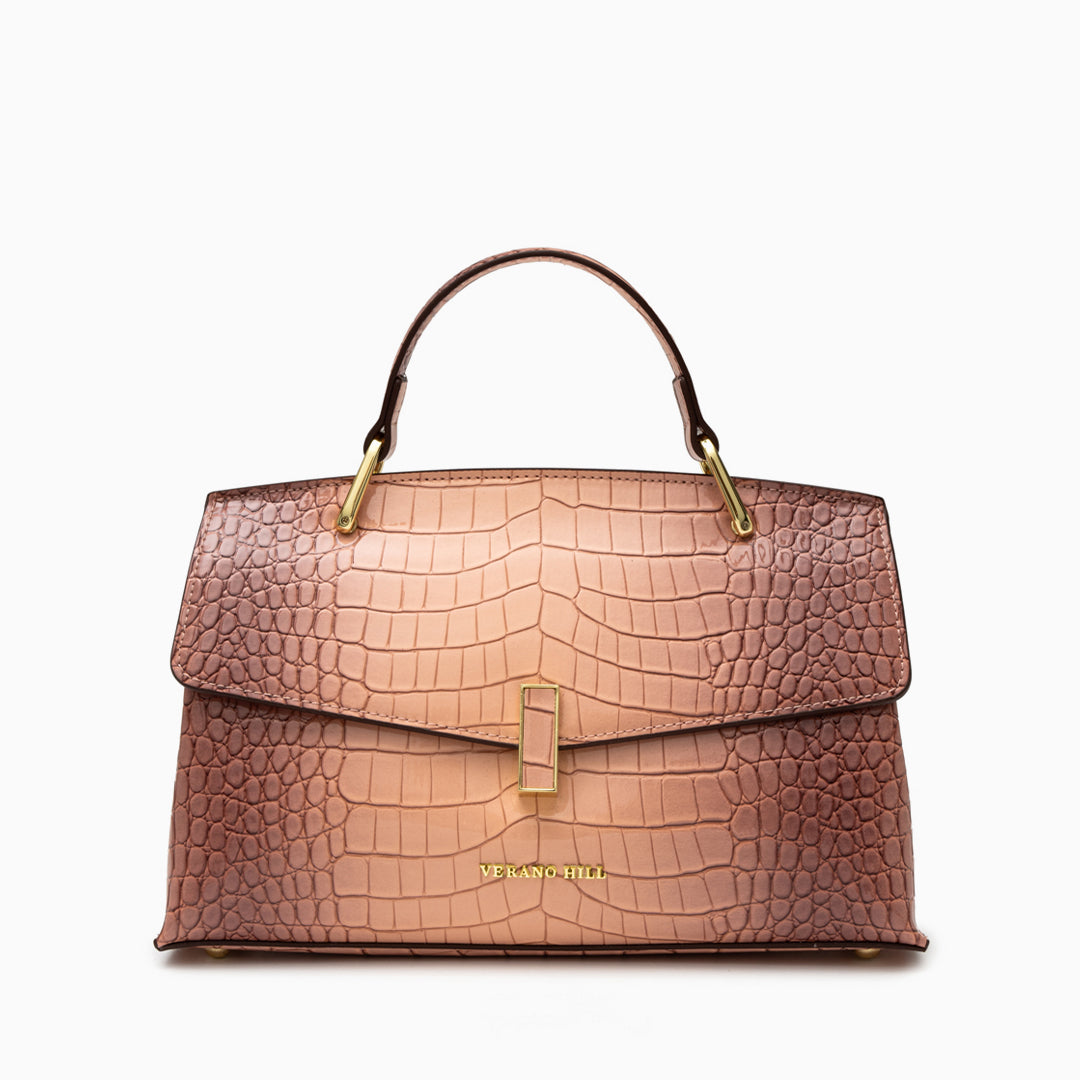 Sac cabas moyen motif crocodile en similicuir