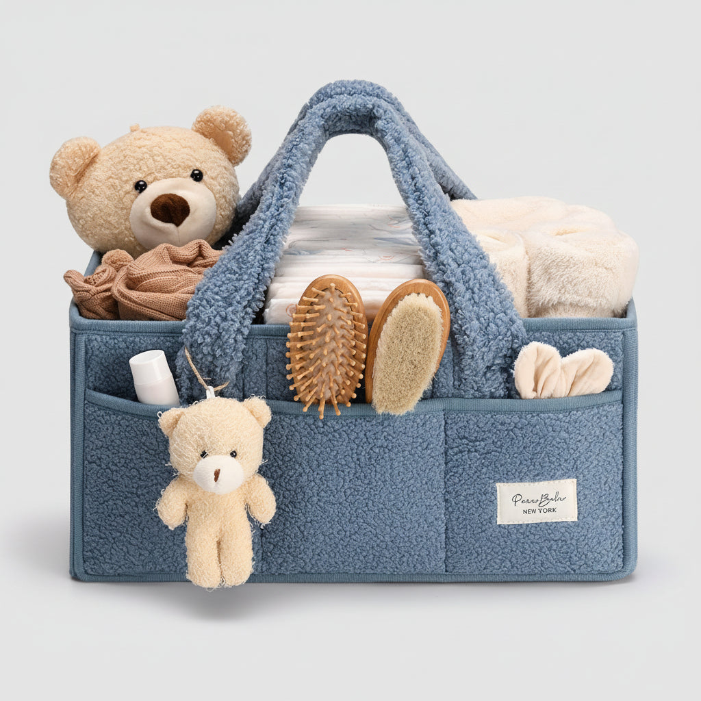 Plush Sherpa Baby Storage Basket with Dividers