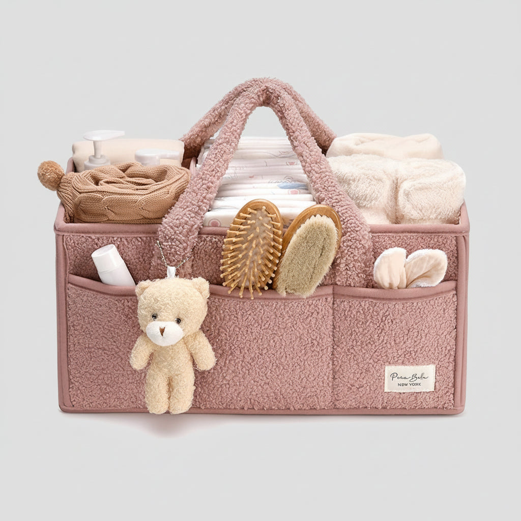 Plush Sherpa Baby Storage Basket with Dividers