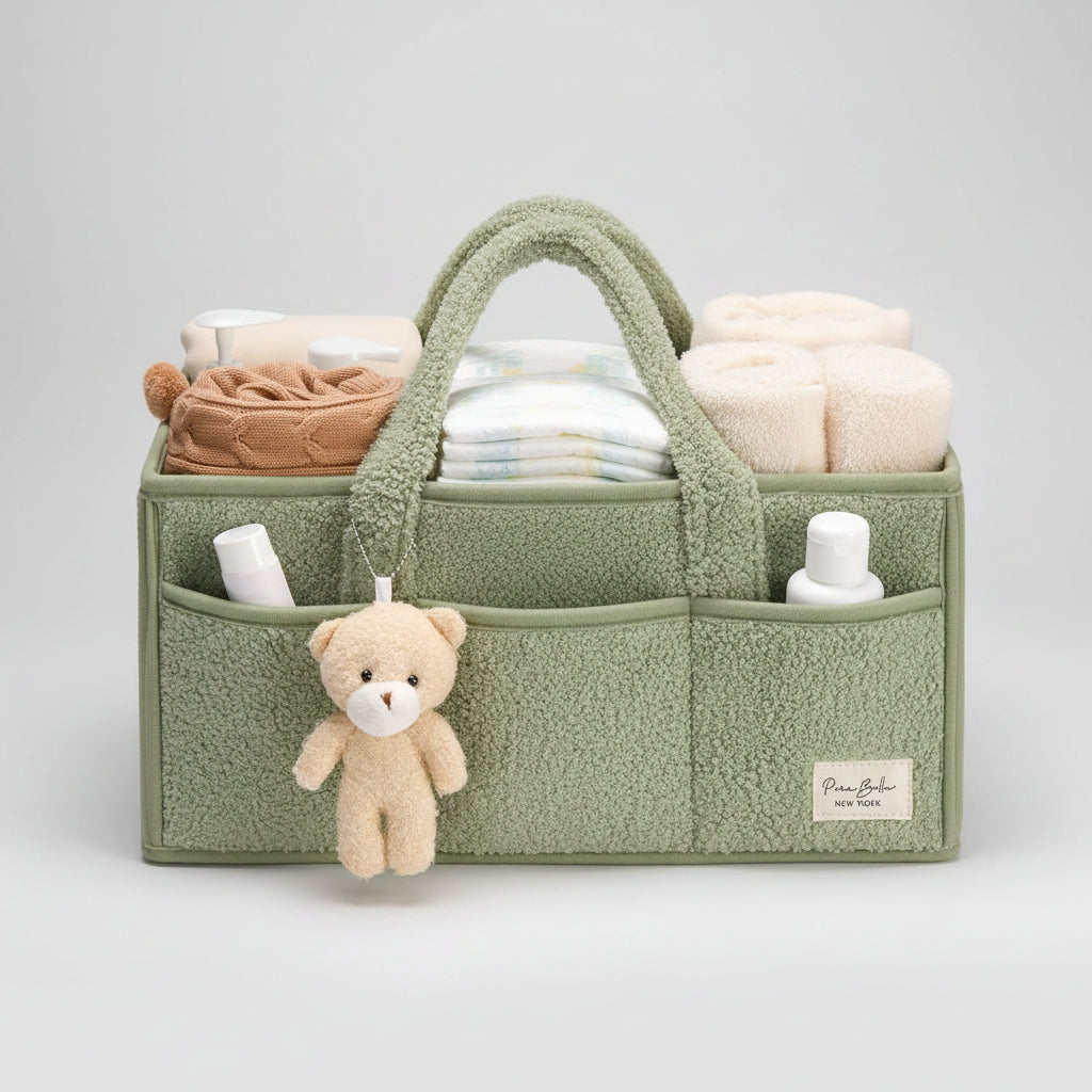 Plush Sherpa Baby Storage Basket with Dividers