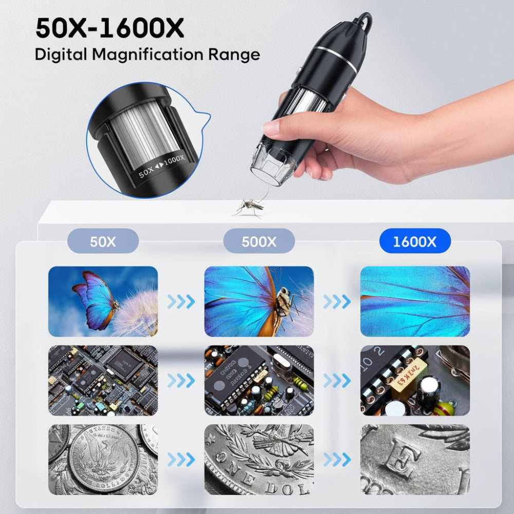 Microscope numérique USB 50x à 1600x avec support