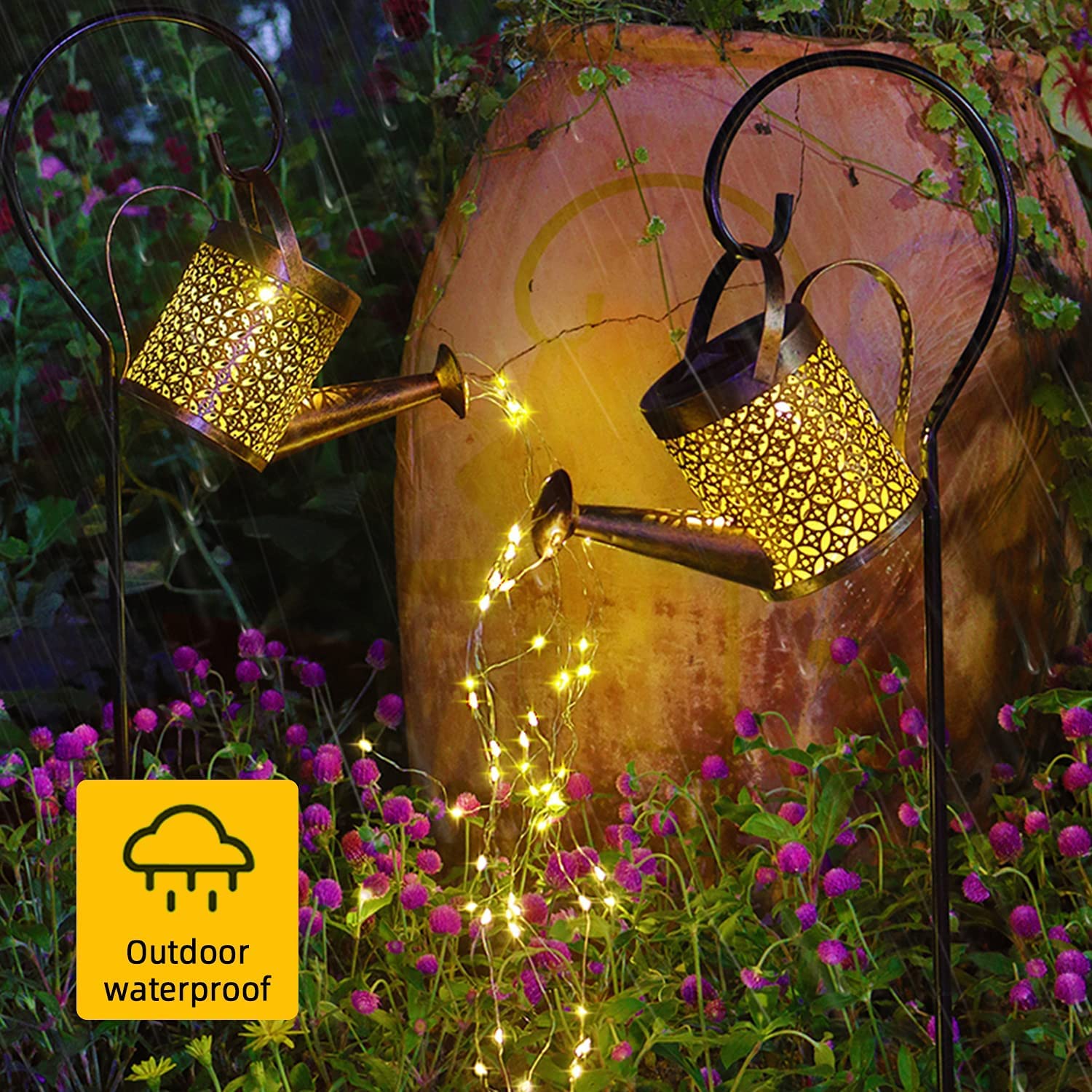 Éclairage Solaire Extérieur en Métal Élégant | Arrosoir Chic pour Sublimer Votre Jardin 3