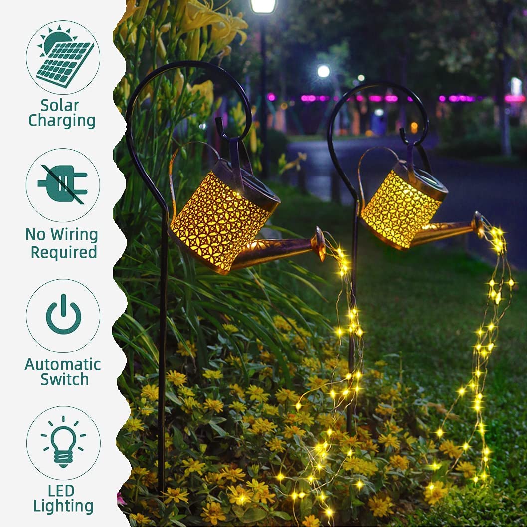 Éclairage Solaire Extérieur en Métal Élégant | Arrosoir Chic pour Sublimer Votre Jardin 6