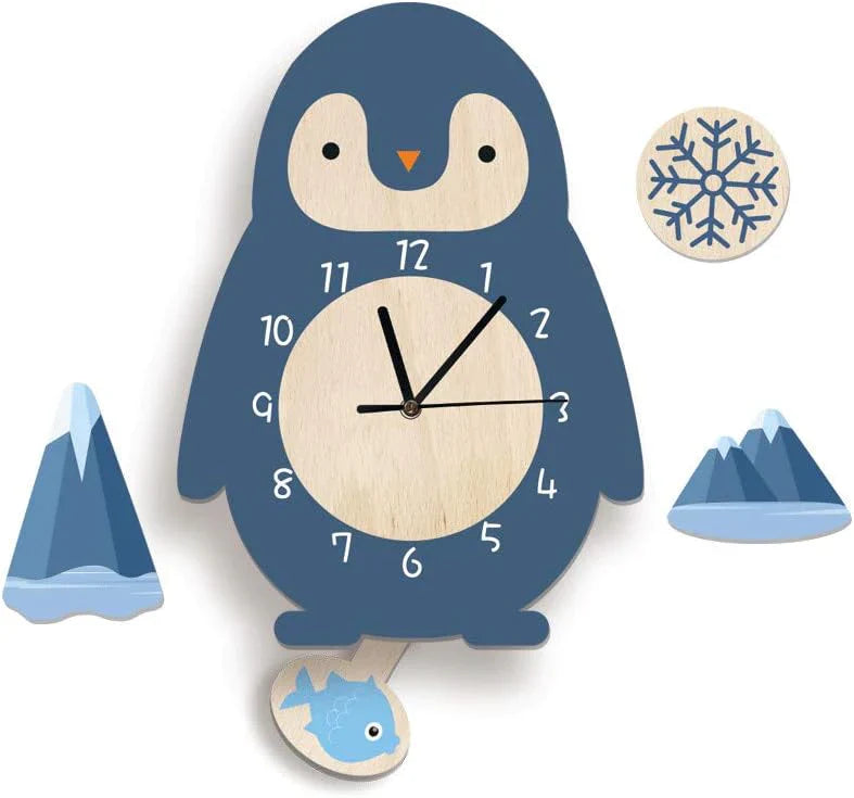 Eco-Friendly Engineered Wood Wall Clock - Interactive Crocodile Design 2
