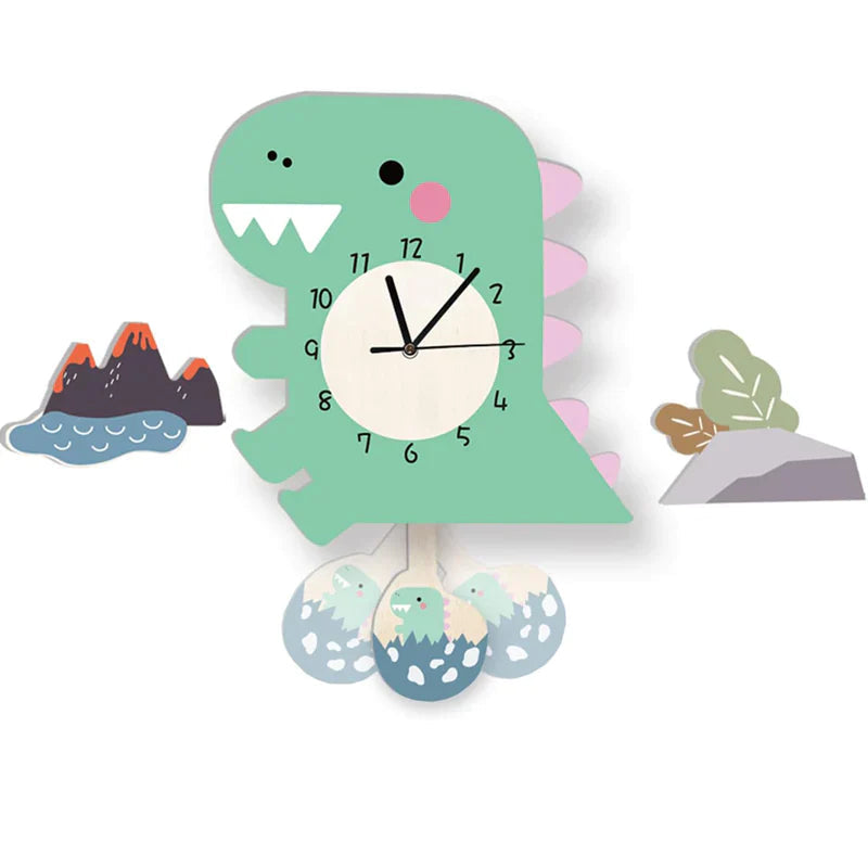 Eco-Friendly Engineered Wood Wall Clock - Interactive Crocodile Design 3