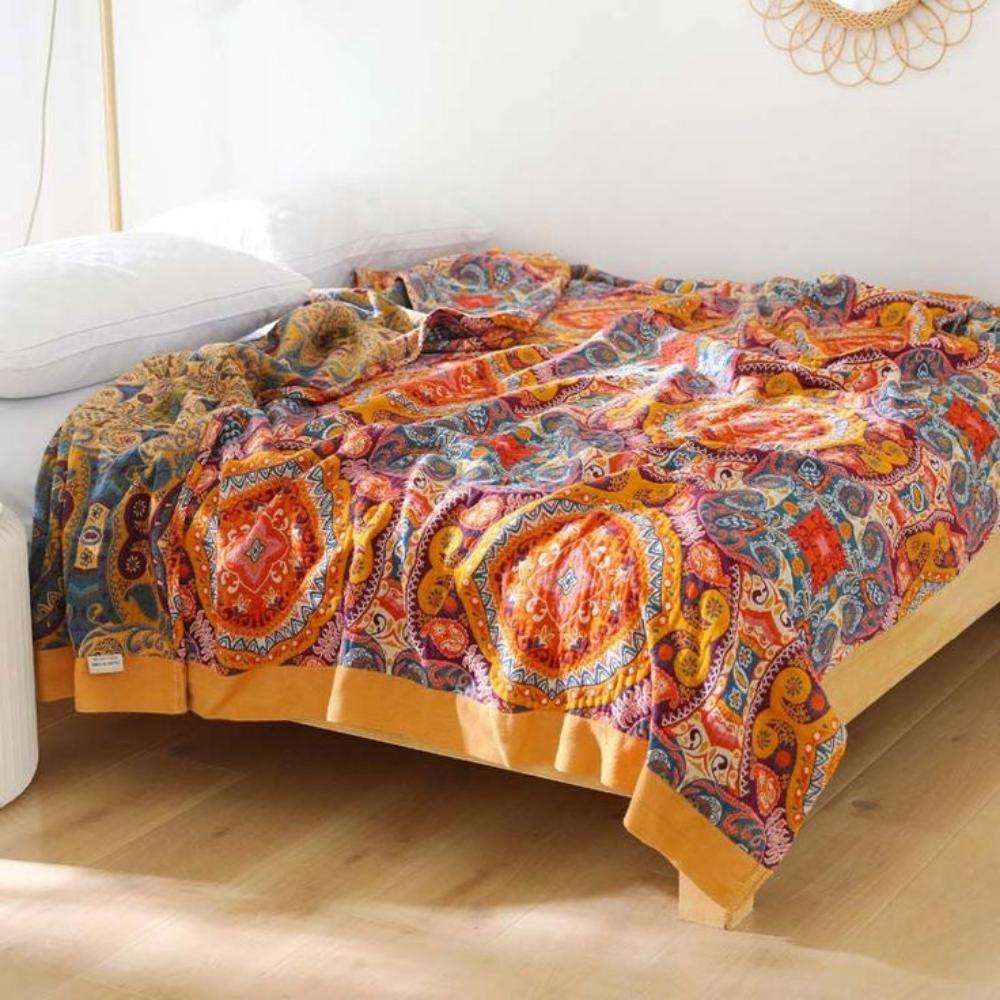 100% Cotton Sunrise Blanket - Boho Sofa Throw