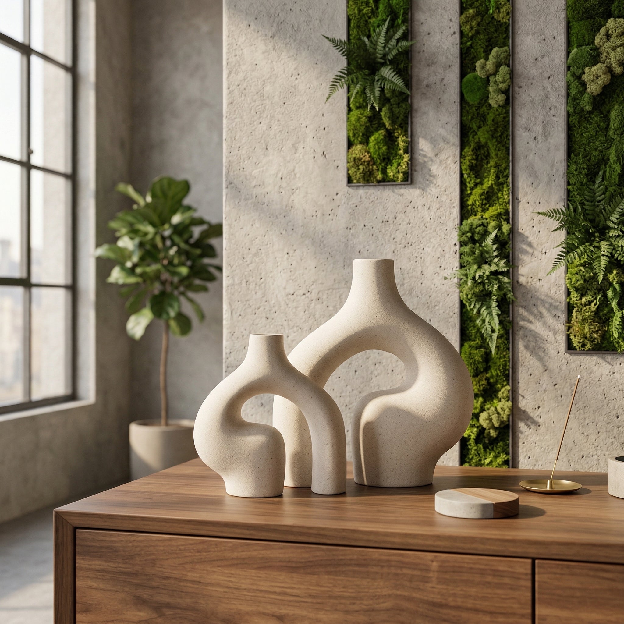 Vase Arche Abstraite – Céramique Creuse Sculpturale