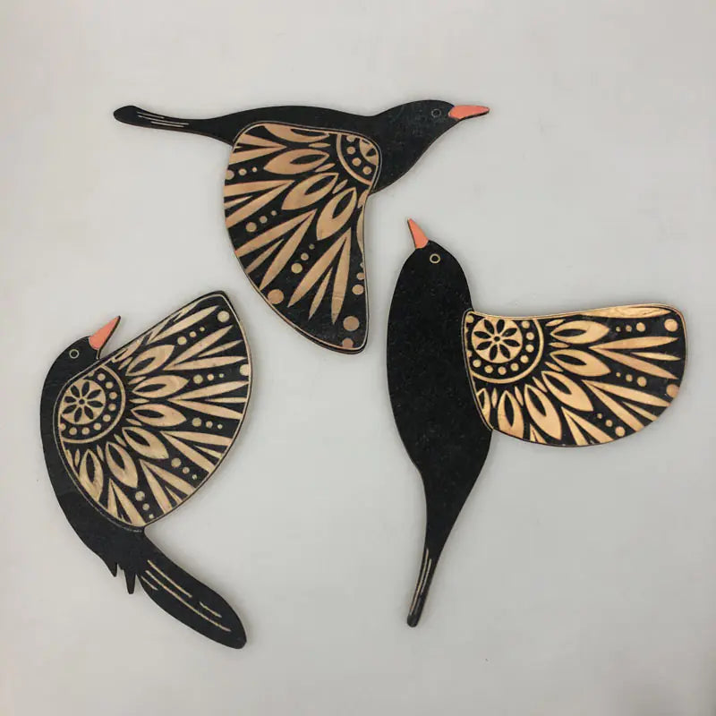 Set Déco Murale Oiseaux en Bois Artisanal