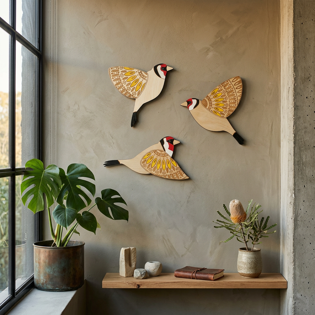 Set Déco Murale Oiseaux en Bois Artisanal