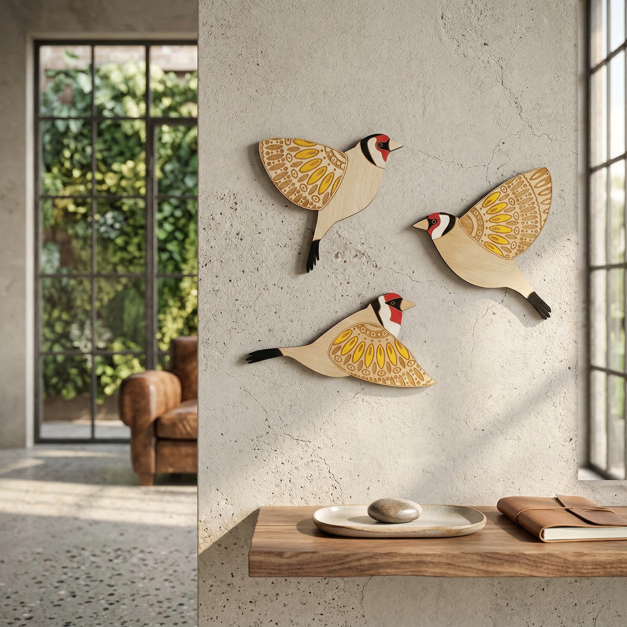 Set Déco Murale Oiseaux en Bois Artisanal