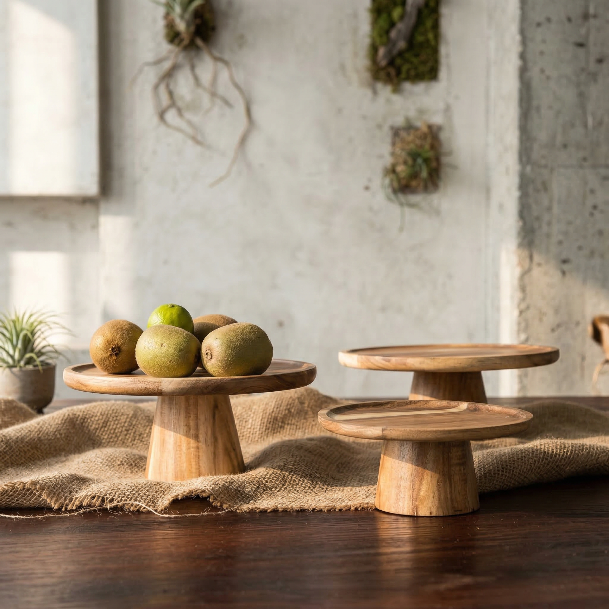 Artisanal Timber Pedestal Display Tray