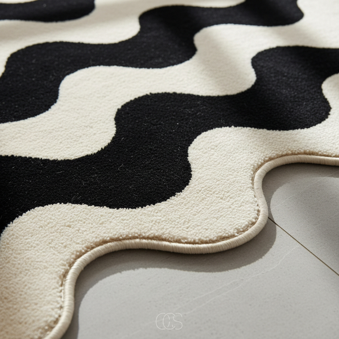 Contemporary Wavy Edge Wool Blend Rug