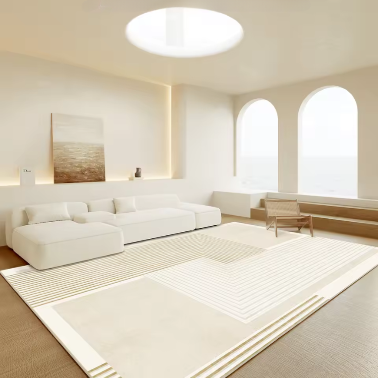 Tapis Salon Zen Texturé Neutre Style Contemporain