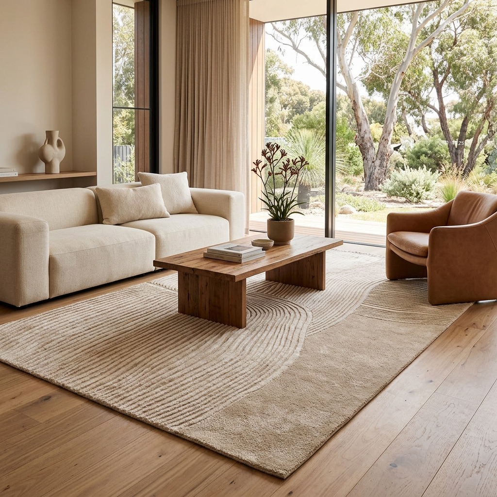 Tapis Salon Zen Texturé Neutre Style Contemporain