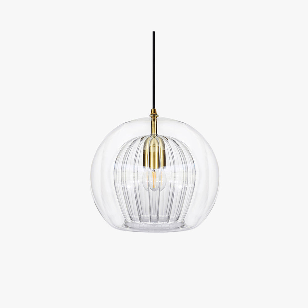 Suspension globe en verre transparent ou ambré
