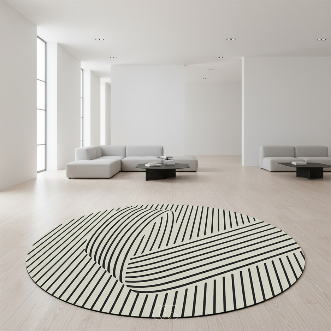 Tapis Circulaire Géométrique Style Scandi Haute Qualité