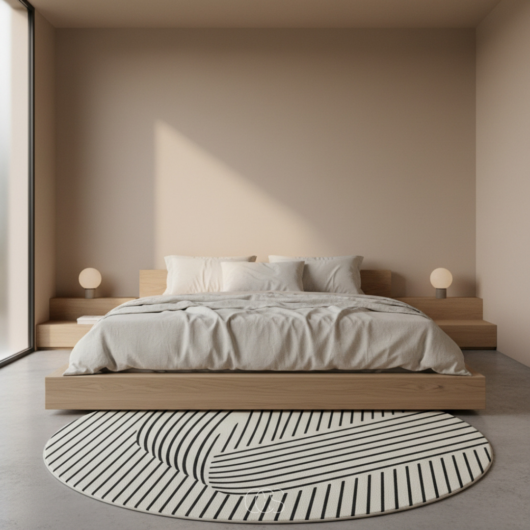 Tapis Circulaire Géométrique Style Scandi Haute Qualité