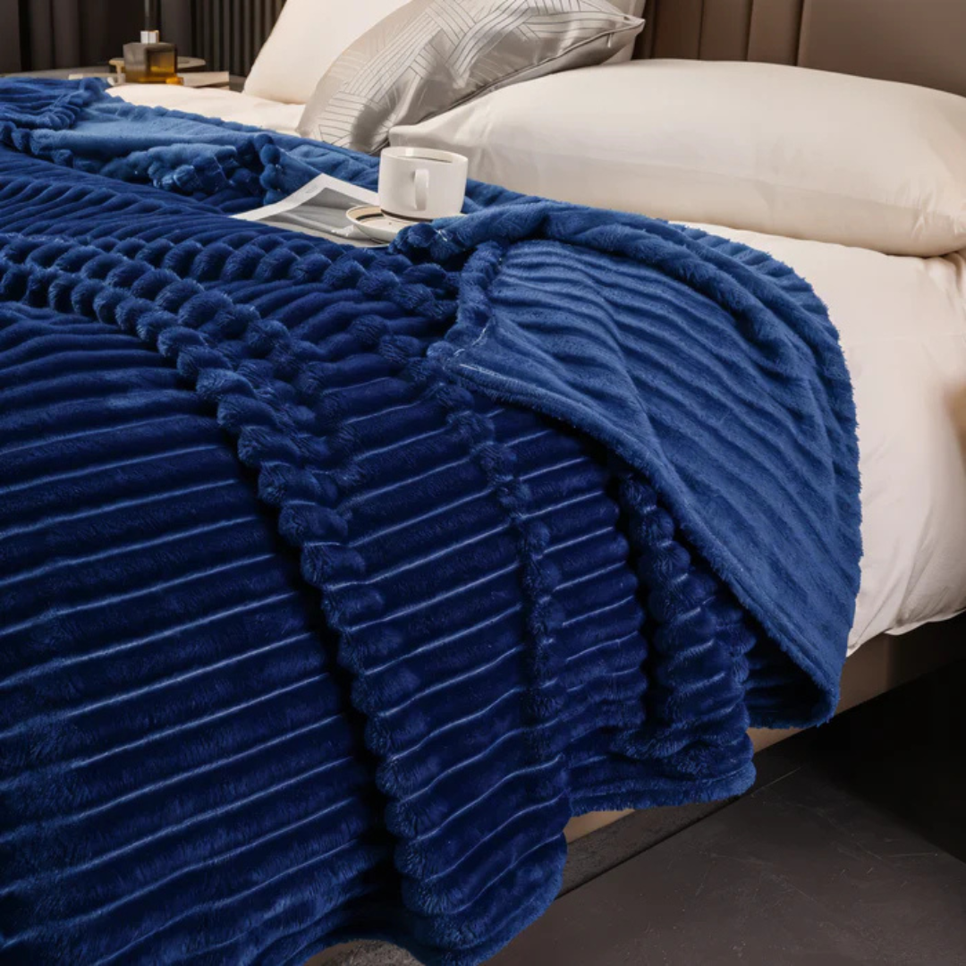 Luxury Striped Fleece Throw Blanket