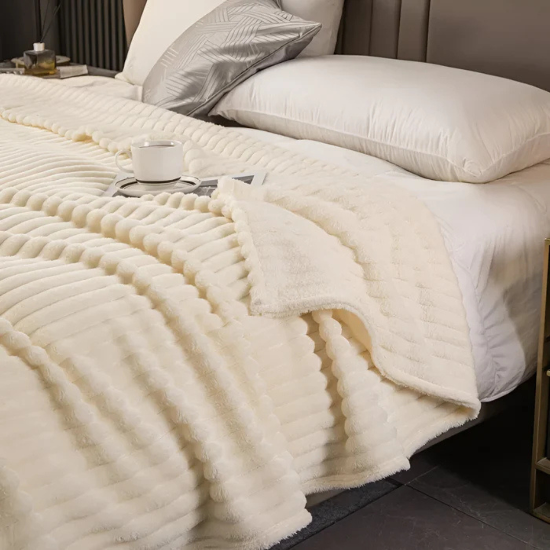Luxury Striped Fleece Throw Blanket