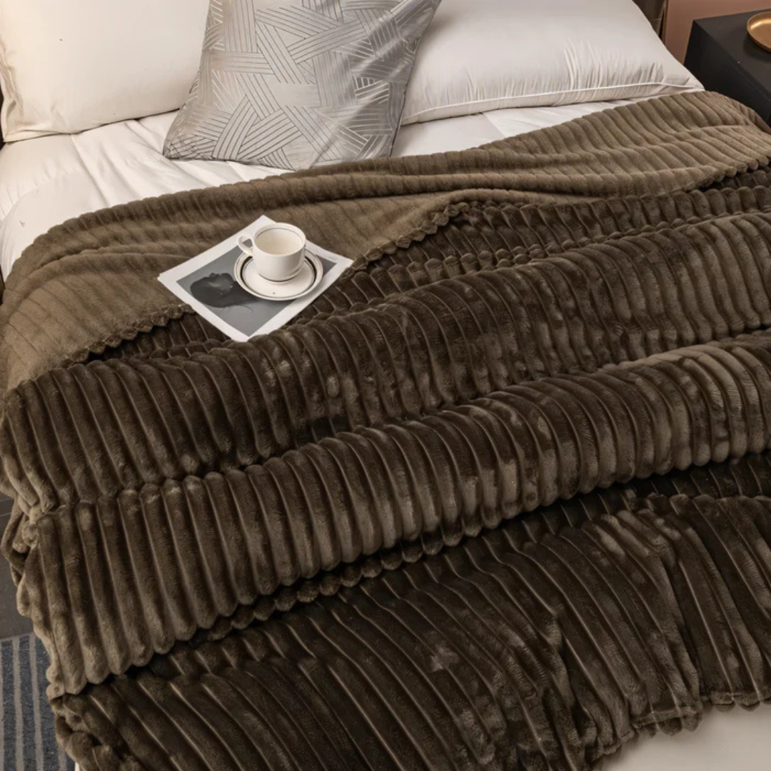 Luxury Striped Fleece Throw Blanket