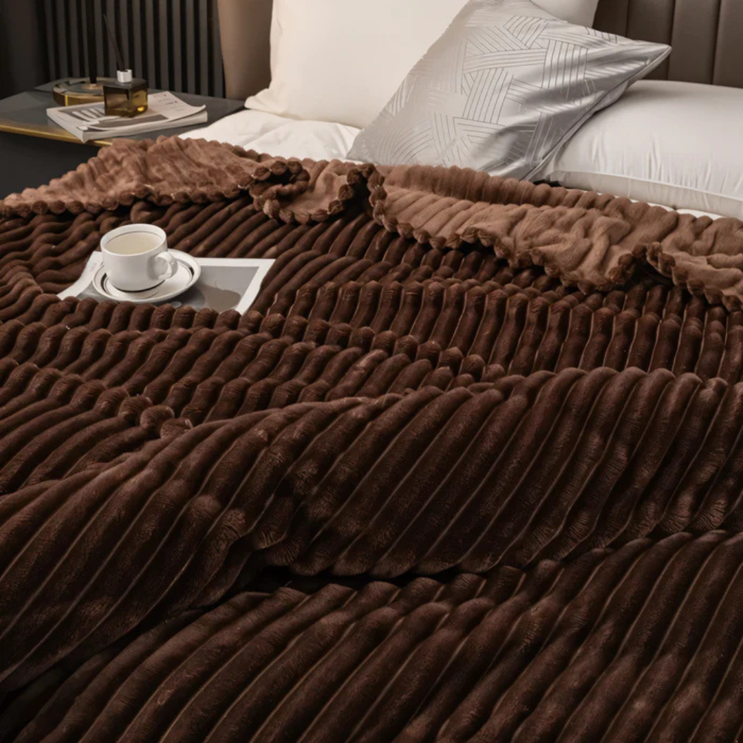Luxury Striped Fleece Throw Blanket