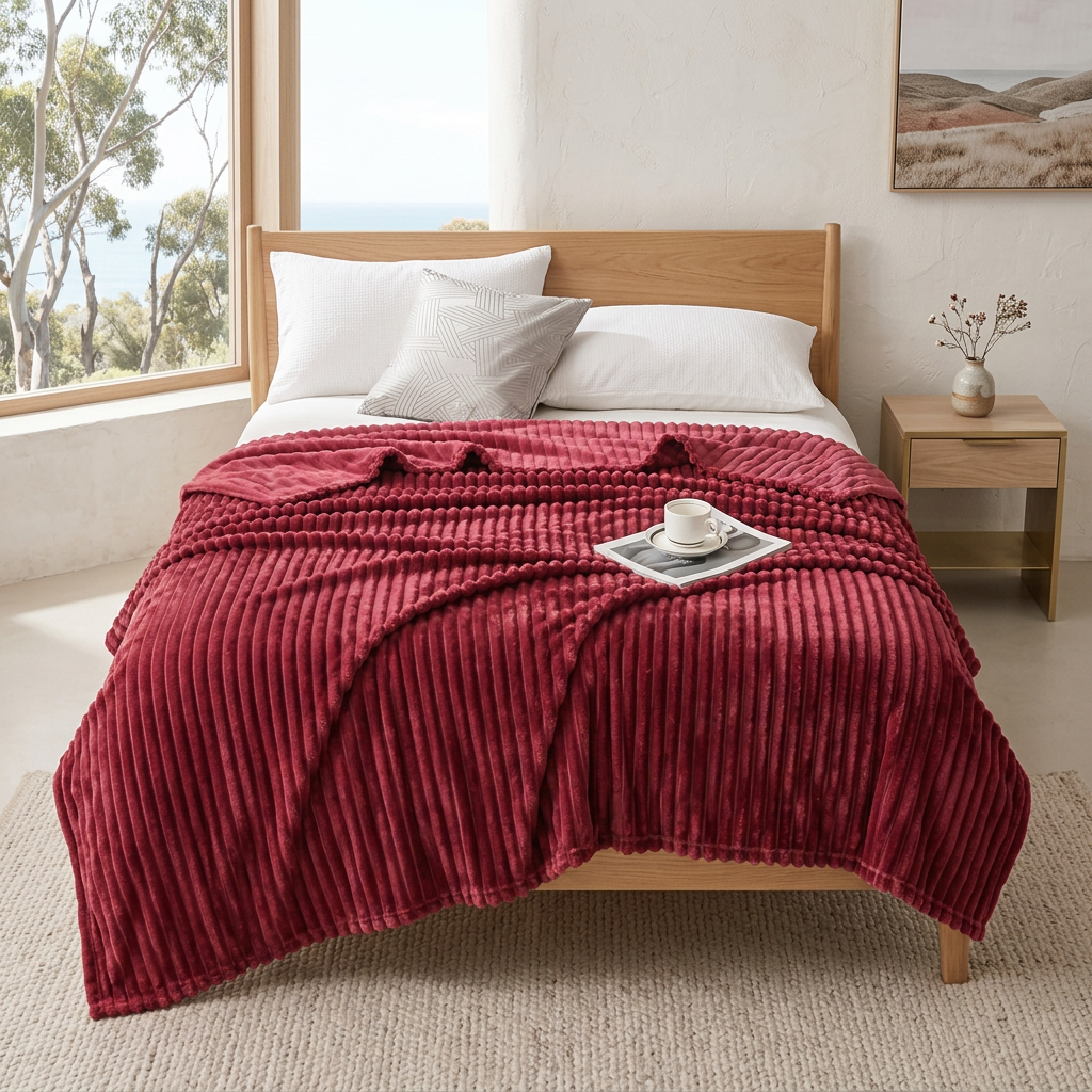 Luxury Striped Fleece Throw Blanket